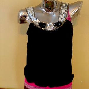 Body Central Black with Sequins Tank Top ..Sz M